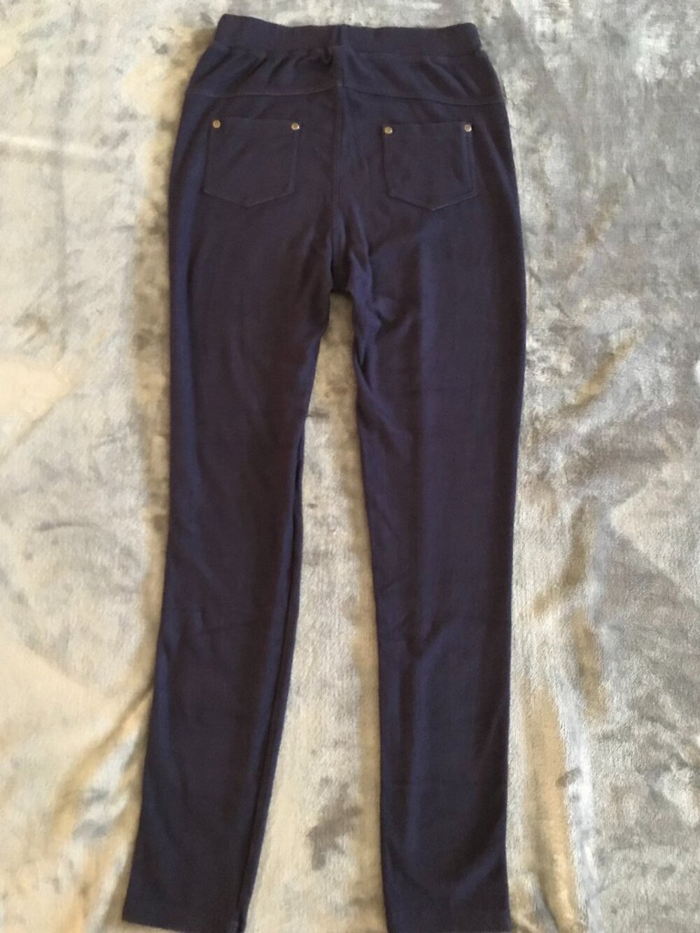 Navy Blue High Rise Leggings One Size Cotton Blend Pockets